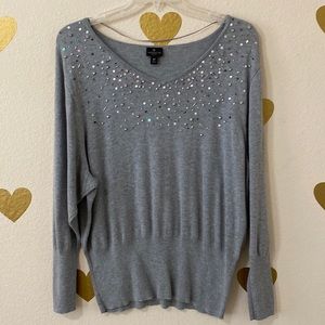 Gray rhinestone sequin embellished sweater 2x